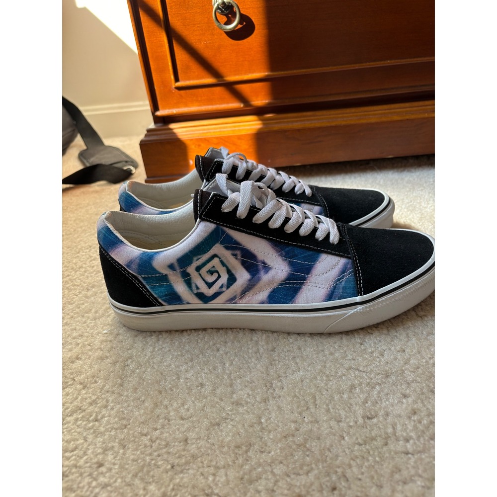 Vans Old Skool Anime Graphic Custom Skate Shoes Black Blue‎ Mens 10 Low Top
